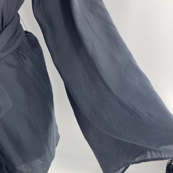 Show Me Your Mumu Womens Gray Belted Poly Wrap Jacket Bell Sleeve Size M - Picture 11 of 11